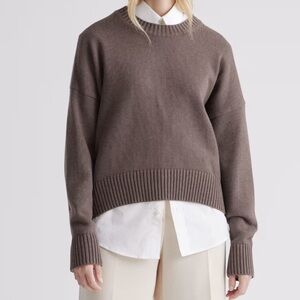 Quince 100% Organic Cotton Boyfriend Crew
Sweater Heather Brown
